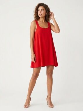 Show Me Your Mumu Ambres Mini Dress Trapeze Button Strap Crinkle Rayon Red M